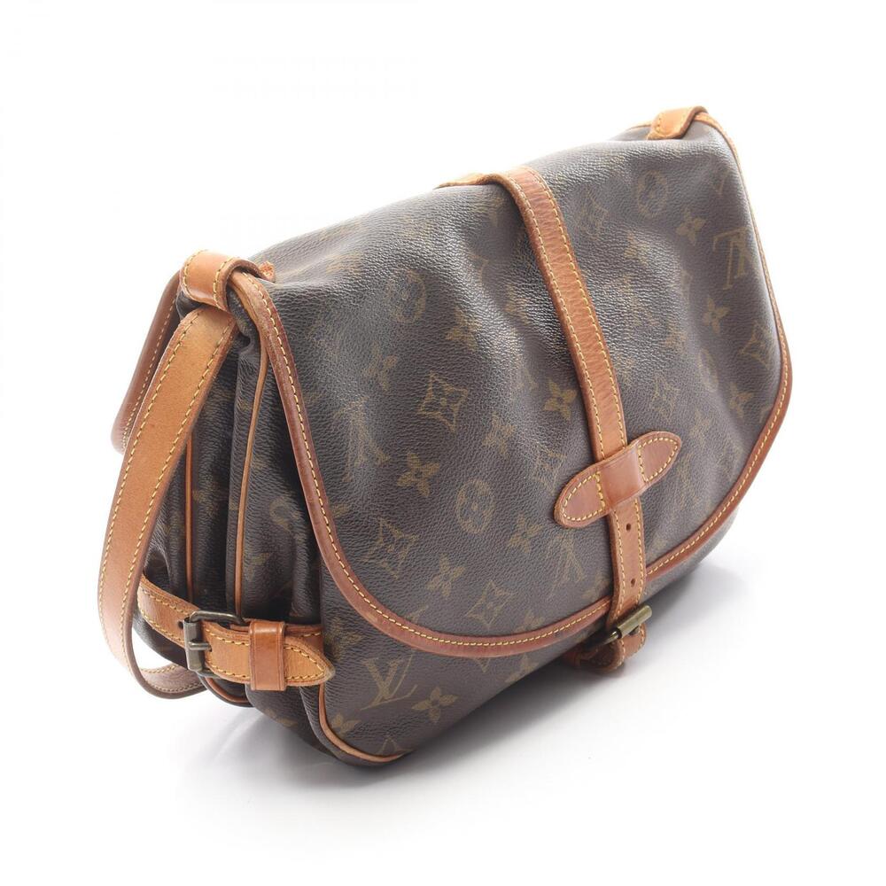 Louis Vuitton Monogram Saumur Leather Canvas Shoulder Brown Bag